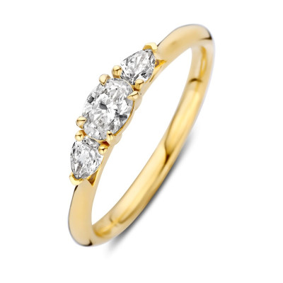 Trilogy ring 14-karaat goud diamanten transparant 0.50 crt 4 mm breedte