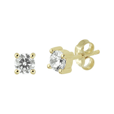 Oorknopjes 14-karaat goud glanzend zirkonia - 4 mm breed x 4 mm hoog