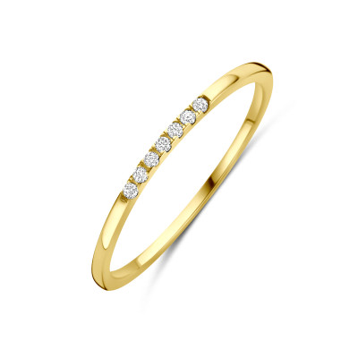 Aanschuifring goud en briljant geslepen zirkonia glanzend 1.3 mm breedte
