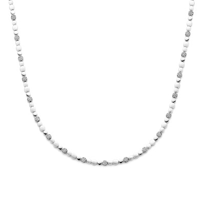 Collier zilveren glanzende bolletjes en zirkonia schakels 5.1 mm breedte - Lengte 45 cm