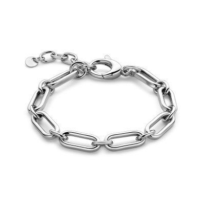 Schakelarmband 925 zilver paperclip glanzend 8 mm breedte - Lengte 18-22 cm