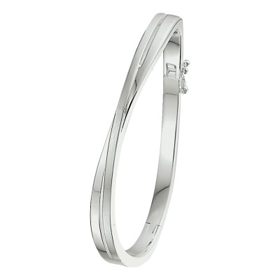 Zilveren bangle 925 met twist 6.5 mm breedte - Diameter 60 mm