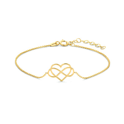 Schakelarmband anker 14-karaat goud hartje infinity 1 mm breedte - Lengte 16-19 cm