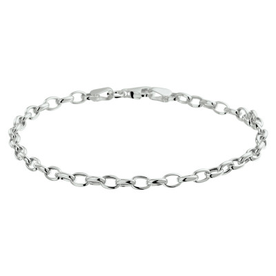 Schakelarmband 14-karaat witgoud ovale schakels glanzend 3.5 mm breedte - Lengte 18.5 cm