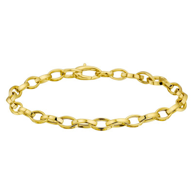 Schakelarmband ovaal 14-karaat gouden glanzend 4.5 mm breedte - Lengte 19 cm