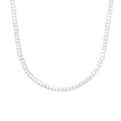 Kralenketting gold plated en glanzende witte kralen 3 mm breedte - Lengte 40-44 cm