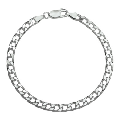 Schakelarmband gourmet heren 925 massief zilver glanzend 5 mm breedte - Lengte 20 cm
