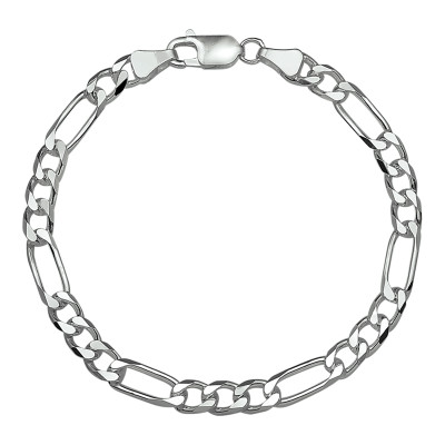 Schakelarmband figaro heren 925 zilver glanzend 5.1 mm breedte - Lengte 20 cm