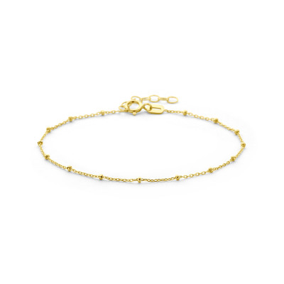 Schakelarmband 14-karaat gouden anker bolletjes glanzend 1.3 mm breedte - Lengte 16-18 cm