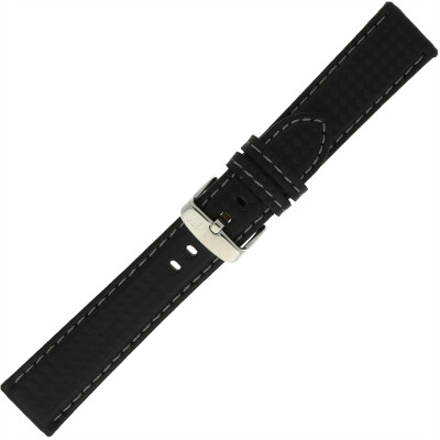 Morellato PMU891BIKING - horlogeband zwart-leer-grijs-stiksel-gesp