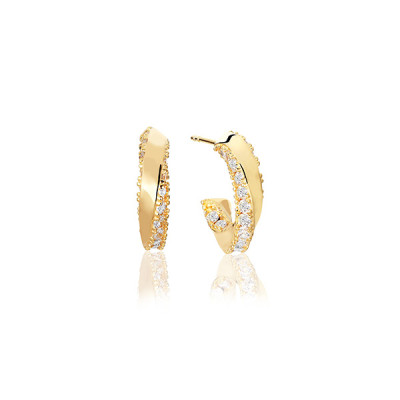 Sif Jakobs SJ-E12110-CZ-SG - Steker oorringen met zirkonia gold plating - 17 mm