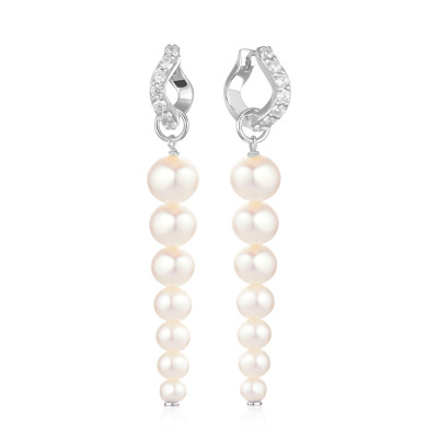 Sif Jakobs Ponza Sette SJ-E2447-PCZ - Oorringen zilver-zirkonia-parel zilverkleurig-transparant-wit 13 x 55 mm