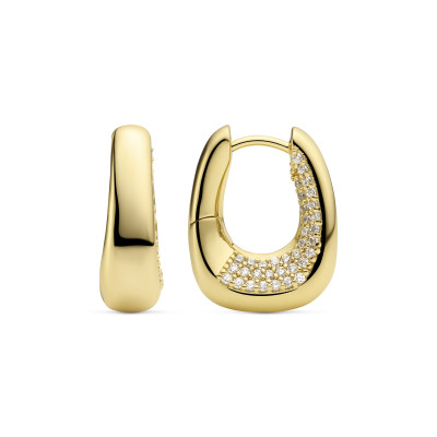 Sif Jakobs SJ-E2620-CZ-YG oorbellen gold plated zirkonia ovaal goudkleurig glanzend - 5.5 mm breed