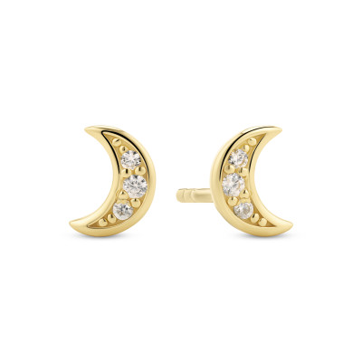Sif Jakobs SJ-E2707-CZ-YG oorbellen zilver zirkonia halve maan goudkleurig - 5.2 mm breed