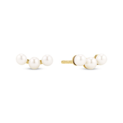 Sif Jakobs SJ-E2733-P-YG oorbellen zilver goudkleurig cirkels wit modern - 2.8 mm breed