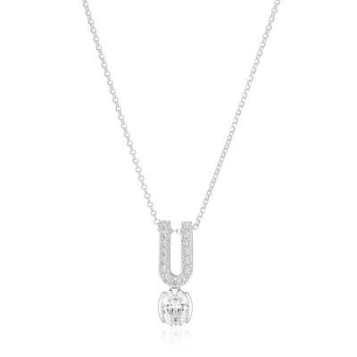 Sif Jakobs Ellisse SJ-N2354-CZ ketting zilveren Zirkonia U-vorm hanger transparant - Lengte 45 cm