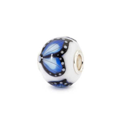 Trollbeads TGLBE-30193 Lucht van vrijheid bedel glas vlinders blauw wit - Special edition