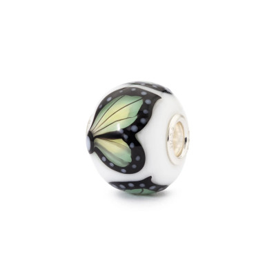 Trollbeads TGLBE-30194 Aarde van vrijheid bedel glas zilver vlindervleugel groen wit - Special edition