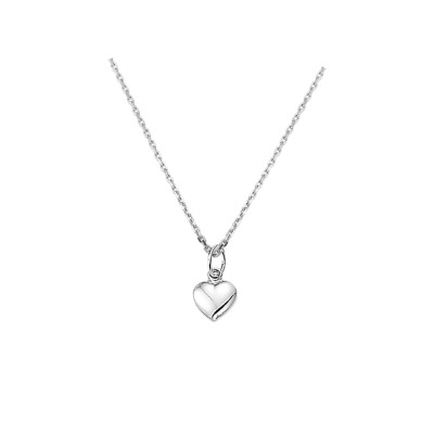 Hartvormige zilveren collier met hanger - Gerhodineerd - Lengte verstelbaar 41-45 cm
