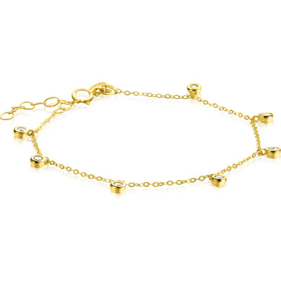 Zinzi Liekes Favorieten ZGA451 armband goud 14-karaat zirkonia hangers - Lengte 15.5-18.5 cm