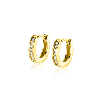 Zinzi ZGO569Z oorringen 14-karaat goud en transparante zirkonia's - 2 mm breed x 11 mm diameter