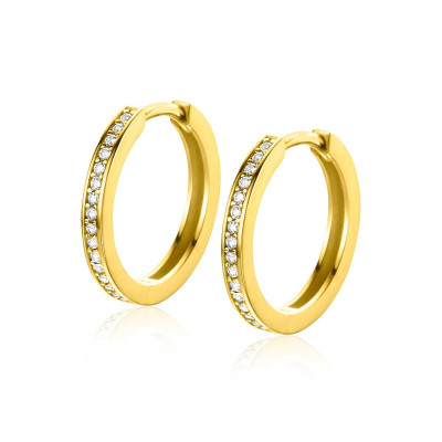 Zinzi ZGO572Z oorringen 14-karaat goud zirkonia's briljant geslepen - 2 mm breed x 17 mm diameter