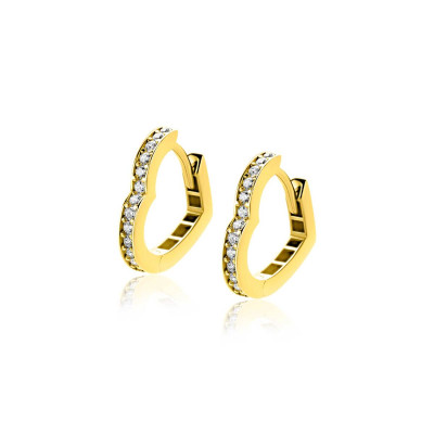 Zinzi ZGO574Z hartjes oorringen goud 14-karaat zirkonia - 2 mm breed x 15 mm diameter