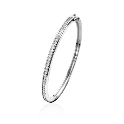 Zinzi ZIA1240 bangle zilver zirkonia briljant glanzend 3.5 mm breedte - Diameter 60 mm