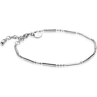 Zinzi ZIA1452 schakelarmband zilver bolletjes staafjes 1.5 mm breedte - Lengte 16.5-19 cm