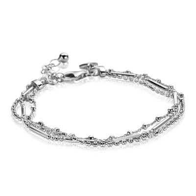 Zinzi ZIA1462 armband zilver staafjes bolletjes 5 mm breedte - Lengte 16.5-19.5 cm