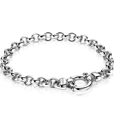 Zinzi ZIA1729 jasseron schakelarmband zilver 925 glanzend 6.5 mm breedte - Lengte 18.5 cm