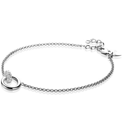 Zinzi ZIA1830 armband zilver glanzend rondje en zirkonia rondje 10 mm breedte - Lengte 17-20 cm