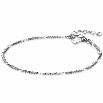 Zinzi ZIA2157 gourmet schakelarmband zilver ovaal gediamanteerd 2.7 mm breedte - Lengte 17-20 cm