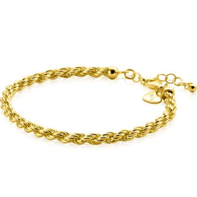 Zinzi ZIA2343G schakelarmband goudkleurig koord glanzend 4 mm breedte - Lengte 17-20 cm