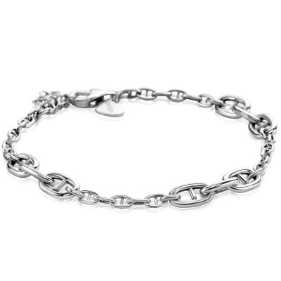 Zinzi ZIA2407 marine schakelarmband zilver gerhodineerd 5.8 mm breedte - Lengte 17-20 cm