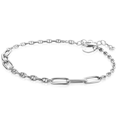 Zinzi Chain ZIA2413 armband zilver marine paperclip schakels 4.5 mm breedte - Lengte 18-20 cm