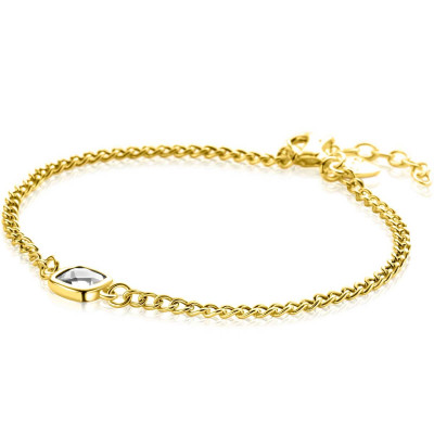 Zinzi ZIA2417Y armband gold plated zirkonia vierkant 7.1 mm breedte - Lengte 16-19 cm