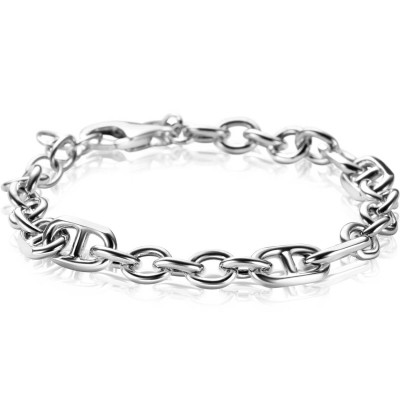 Zinzi ZIA2580 schakelarmband zilver rond marine glanzend 7.8 mm breedte - Lengte 17-20 cm