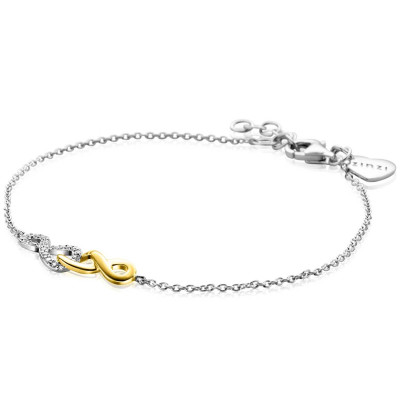 Zinzi ZIA2649 infinity armband bicolor zirkonia 5.5 mm breedte - Lengte 17-19 cm