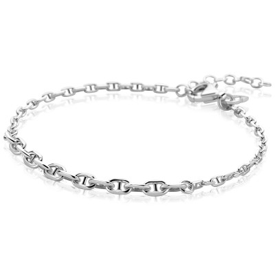 Zinzi ZIA2762 marine schakelarmband zilver glanzend 3.8 mm breedte - Lengte 17-20 cm