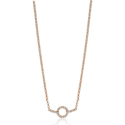 Zinzi ZIC1063R ketting met hanger rosékleurig zirkonia bolletje 11 mm - Lengte 42-45 cm