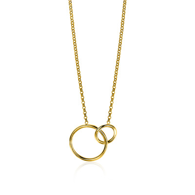 Zinzi ZIC1278G ketting met hanger twee cirkels goudkleurig 18.5 mm breedte - Lengte 43-46 cm