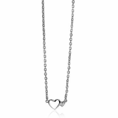 Zinzi ZIC2137 ketting met hanger zilver zirkonia hartjes 6.7 mm breedte - Lengte 42-45 cm