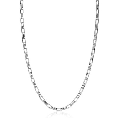 Zinzi Chain ZIC2514 zilveren rechthoek schakelketting glanzend 3.8 mm breedte - Lengte 45 cm