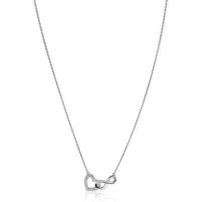 Zinzi ZIC2596 zilveren ketting hart infinity zirkonia 8.5 mm breedte - Lengte 42-45 cm