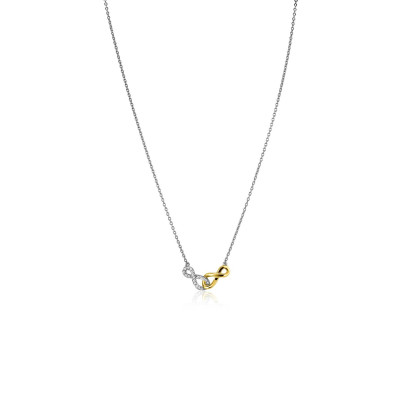 Zinzi ZIC2649 ketting met infinity bicolor zirkonia 5.5 mm breedte - Lengte 42-45 cm