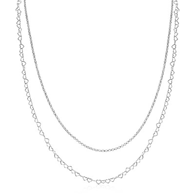Zinzi ZIC2775 zilveren ketting hartjes glanzend 5.3 mm breedte - Lengte 40-45 cm