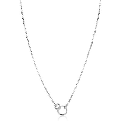 Zinzi ZIC2811 zilveren ketting hart rondje zirkonia 10 mm breedte - Lengte 42-45 cm