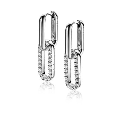 Zinzi ZICH2156 oorbedels 925 zilver briljant geslepen zirkonia’s - 8.1 mm breed x 20 mm hoog - geen oorringen
