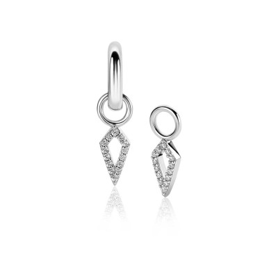 Zinzi ZICH2497 oorbedels zilver zirkonia wit briljant - 5 mm breed x 15 mm hoog - geen oorringen